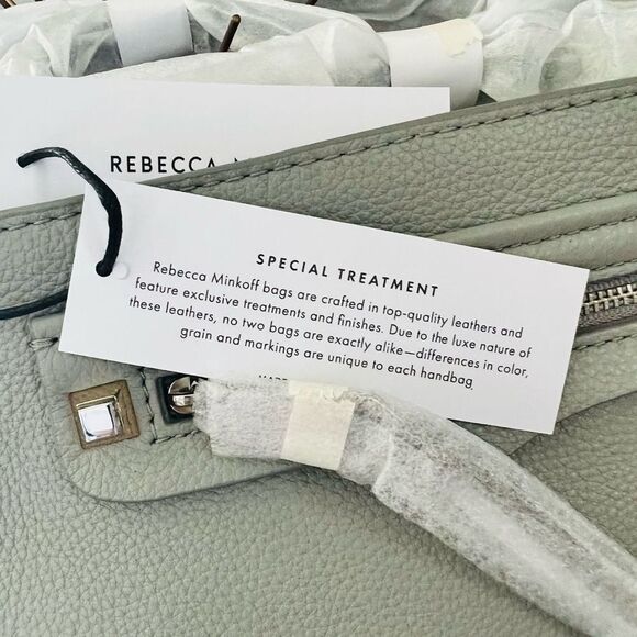 REBECCA MINKOFF Regan Leather Crossbody Bag,‎ Travel, Color: Gray (Perla), NEW - Picture 12 of 16